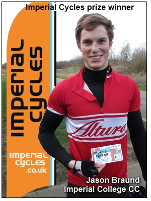Jason Braund (Imperial College CC) wins the Imperial Cycles random prize