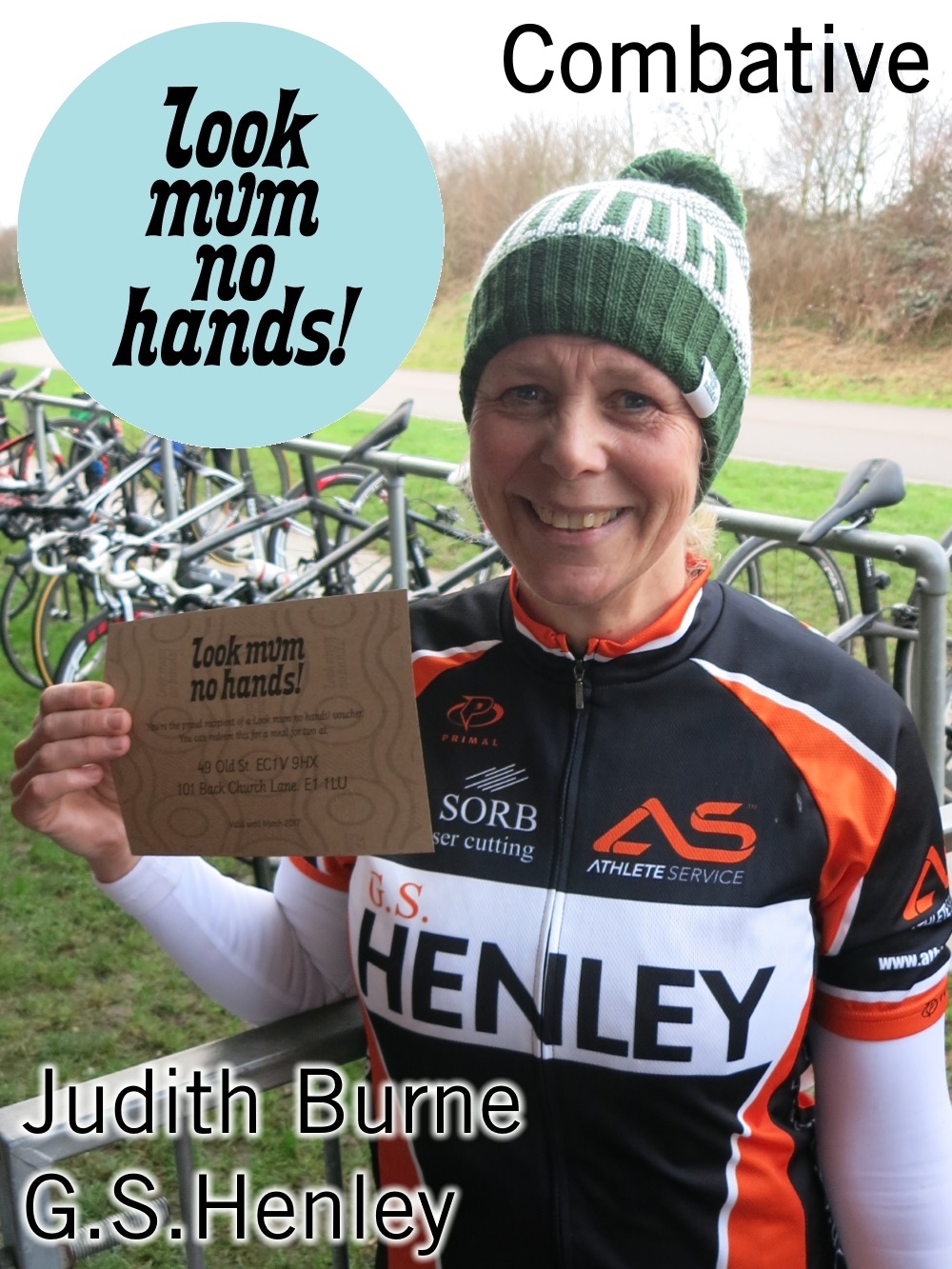Judith Burne (G.S.Henley) wins a yummy Dinner for 2 at Look Mum No Hands!