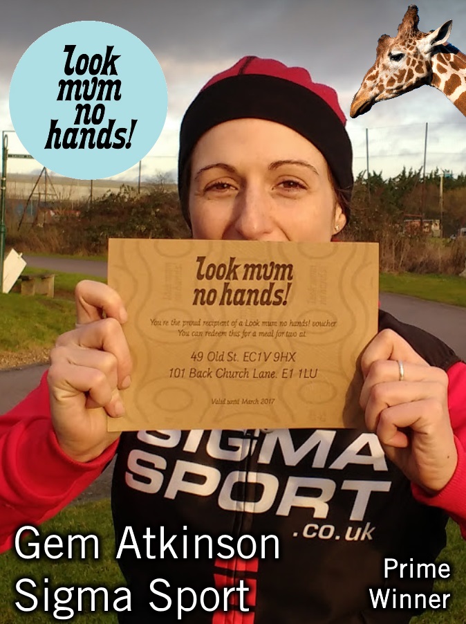 Gem Atkinson (Sigma-Sport) Prime winner of Dinner for at Look Mum No Hands LMNH